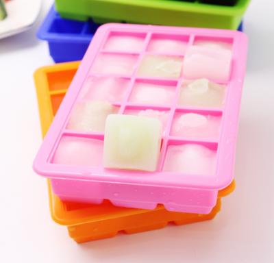 China Home Makers Recommend 15 Silica Gel Ice Tray With Cover DIY Ice Mold Baby Food Box Kitchen Supplies for sale