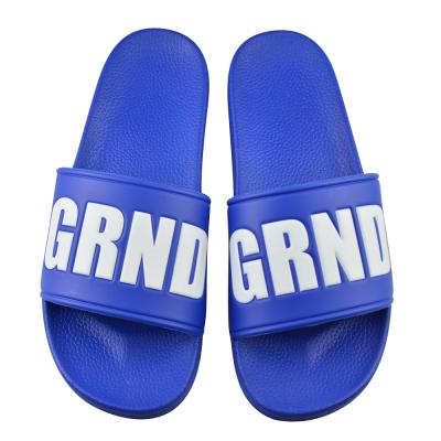 China Custom Shoes Sandals Embossed Logo Slide Newest Fashion Trend Design Mens Slippers Custom Indoor Ladies Indoor Unisex Designer Slippers for sale