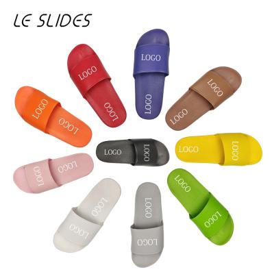 China CUSHIONING Solid Color Design Flip Flop Printing Slippers Custom Logo Slides Sandals for Women and Ladies for sale