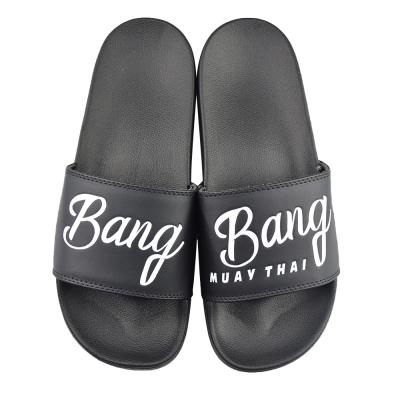 China Fashion Trend Logo Slides Personalized House PVC PU Women's Sandals Custom Made Bath Shoes Men's Flat Rubber Printed Slippers Wholesale for sale