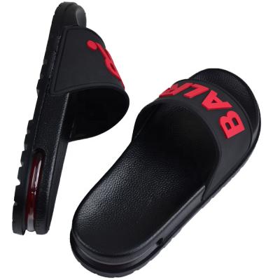 China 2022 Fashion Trend PU 3d New Size Unisex Rubber Custom Plus Size Logo Slides Super Soft Air Cushion Slippers for sale