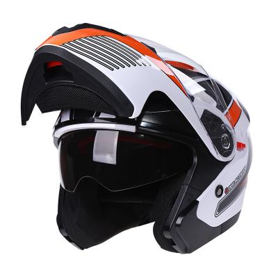 China Motorcycle Motocross Motorcycle Helmets DFG Flip Up Modular Motorcycle Helmet DOT Approved Dual Visor Black S M L XL for sale