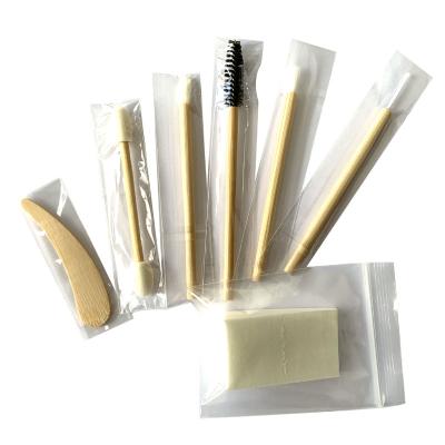 China Two Ends Individually Wrap Bamboo Stick Eyelash Brush Lip Wand Eyeshadow Applicator Eco-Friendly Spatula and Latex Free Sponge for sale