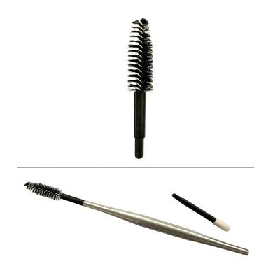 China Tree Shape Tapered Eco-Friendly Spoolie Eyelash Brush With Refillable Mascara Sweep Heads On Professional Aluminum Brush Handle for sale