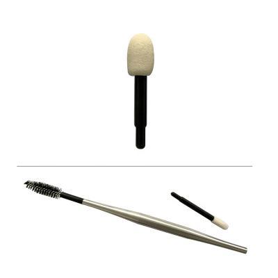 China Eco-Friendly Refillable Mini Sponge Eye Shadow Applicator On Professional Aluminum Brush Handle for sale