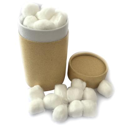 China 50 Count Disposable Eco-friendly Cosmetic And Medical Cotton Swab Balls In Kraft Paper Cylinder for sale