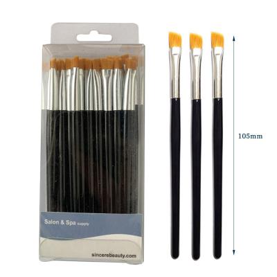 China Angled Hair Shape Mini Angled Nylon Hair Tip Disposable Eyebrow Tinting Brush Brow Tint Brush for sale