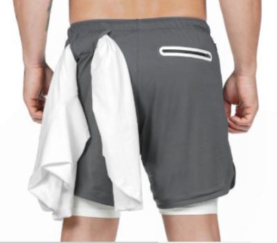 China Breathable Men Gym Wear Training Workout Shorts Suite 2 In 1 With Zipper Pockets for sale