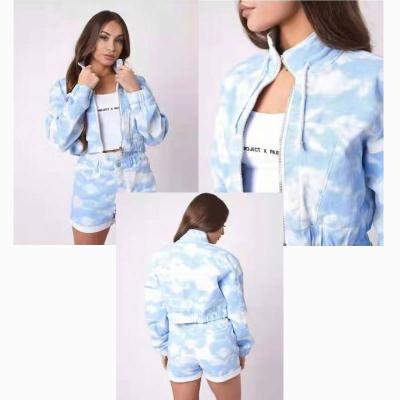 China Blue Plus Size Tie Dye Short Tracksuit Men Cotton Sweatsuit Wholesale Unbranded Tracksuit Sweat Suit Men for sale