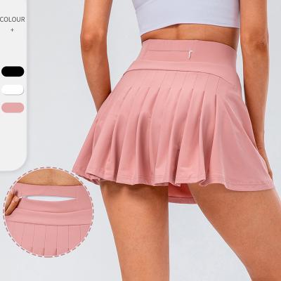 China Pants dance pleated skirt running two-piece nylon double-layer skirt sports suit tennis fitness tennis skirt anti-walking pants for sale