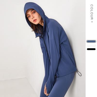 China New Zipper Long Sleeve Yoga Gym Running Edition Logo Jacket Women Breathable Hooded Loose Hooded Fitness Cardigan Sweater Women for sale