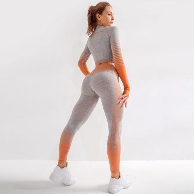 China Breathable Custom Bubble Cotton High Intensity Yoga Bra Set Leggings And Long Sleeve Zipper Up Yoga Set for sale