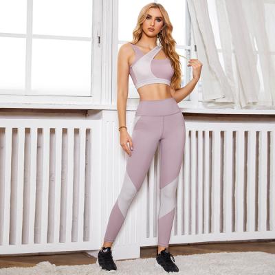 China European and American Hot Border Sports Bra Workout Clothes Breathable Internet Fitness Common Wear Pants Yoga Suit Two-Piece Set for sale