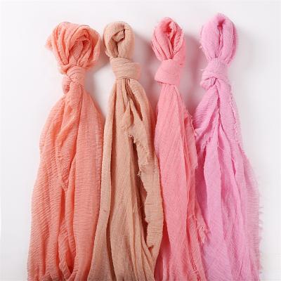 China Current Wholesale Logo Scarf Solid Color Shawl Tank Top Hijab Cotton Pleat Scarf Custom Female Manufacturers Shawl for sale