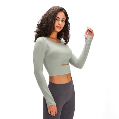 China Yoga Timisyo Activewear Long Sleeve Yoga Top Gym Breathable Soft Quick Dry Stretch High Quality Breathable Crop Top for sale