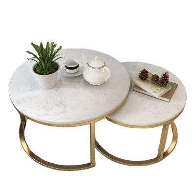 China Living room table sets round marble coffee table marble table gold living room table sets round marble coffee table marble table gold for sale