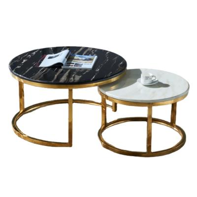 China Black stainless steel coffee table brushed iron art around marble top coffee table brushed black stainless steel coffee table iron art around marble top coffee table for sale