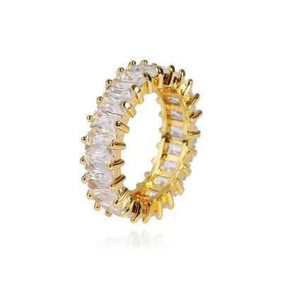 China Hiphop Wholesale 6mm Zircon Ring Real Gold Plated Men's Ring 925 Silver Plated Ring For Women for sale