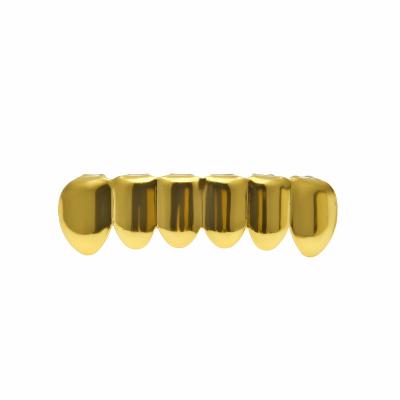 China Comfort Fit Hip Hop Polished Real Bling Gold Color Teeth Grillz Top Bottom Grills Set Body Jewelry for sale