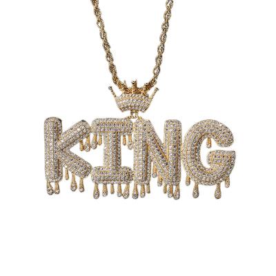 China Custom Hiphop Water-drop Zircon Number Necklace Letter Necklace For America Gift Chain Party Letter Necklaces Pendant for sale