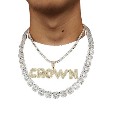 China Custom Rock Sugar Name Pendant Necklace from Hiphop for Man's Short Necklace for Woman 2-9 Letters Necklaces for sale