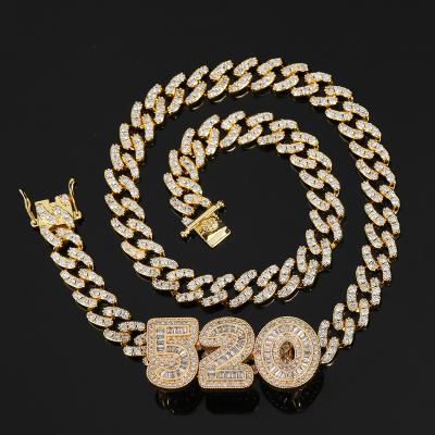 China Custom Hiphop Hip Hop Name Necklace Pendant Number Letter Iced Out Cuban Chain For Mens Womens Rapper Jewelry for sale