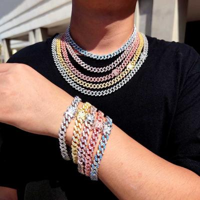 China Hiphop Custom Single Row Zircon Cuban Chain Necklace 18K Gold Plated Custom Bracelets Anklets Necklaces for sale