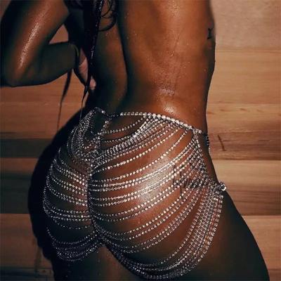 China Cute hot sexy shorts bulge chain for women pants rhinestone body chain summer bikini dance waist wearing for sale