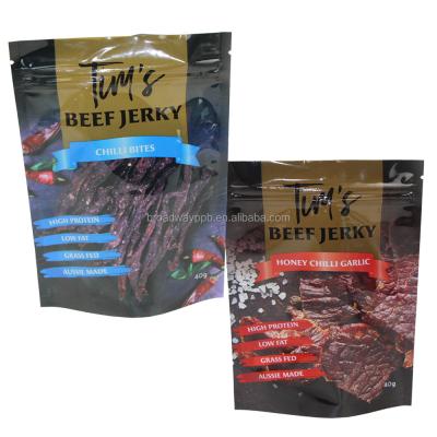 China Recyclable Food Grade Smell Proof Mylar Bags Stand Up Cookies Packaging Mylar Ziplock Bags For Beef Jerky Packaging Bag for sale