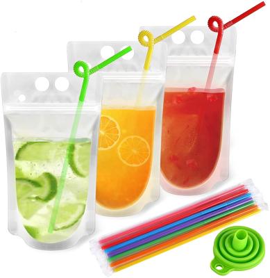 China Safety Customized Standing Juice Drink Pouch With Straw Disposable Packaging Packaging Pouches for sale