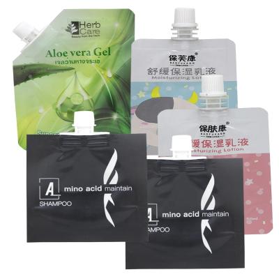 China Safety Custom Printed Aluminum Foil Hair Treatment Conditioner Shampoo Refill Packaging Pouch Bag With Spout Cap for sale