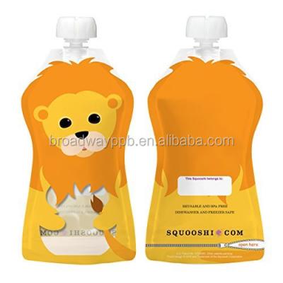 China Custom Printed Safety Holder Food Packaging Water Liquid Pouch For Kids Reusable Baby Food Pouch for sale