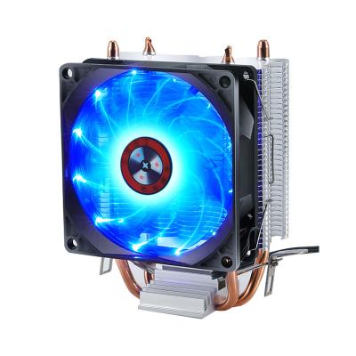 China Cooler 2021 Newest Design CPU Fan 90mm Cooler Air Cooling CPU Fan Quiet Computer Case With LED Light For Desktop Case for sale