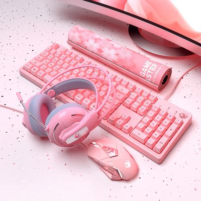 China Waterproof Computer USB Wired Mechanical Keyboards and Mouse Teclado Pink Gamer Gaming Keyboard Mouse Combo for sale