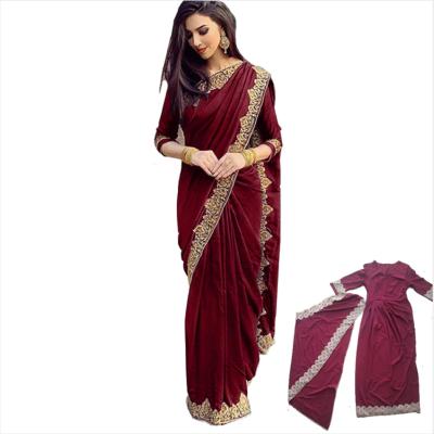 China 2021 Traditional Indian Wear Dress Women's Islam Indian Traditional Plus Size Lace Saree Decoration Elegant Dresses Indian Hindu India Dress for sale