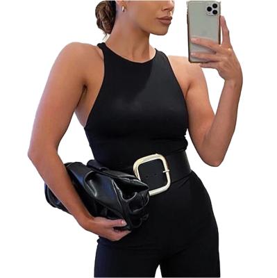 China Sexy Sleeveless Anti-Wrinkle O Neck Jumpsuit Women Off Shoulder Body Streetwear Bodysuit Jumpsuit Top Clothing for sale