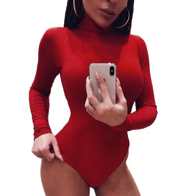 China Anti-wrinkle Women Black Sexy High Waist Romper Autumn Winter Turtleneck Bodysuits Womens Bodycon Long Sleeve Jumpsuit Body Femee for sale