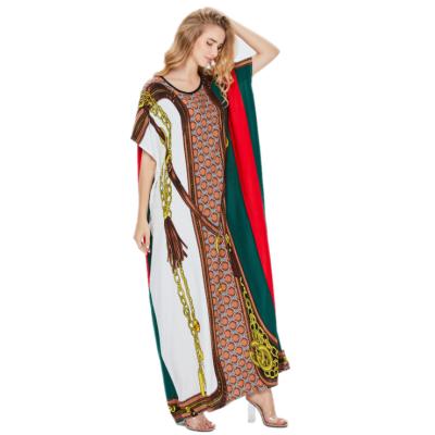 China Fashion Ladies Casual Anti-Static Pakistan Summer Dress Loose Middle East Tropical Wear Ladies Dress Large Size Printed Skirt Long Dress for sale