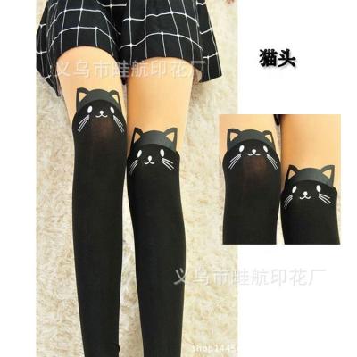 China Cute Animal Snaring Resistance Wholesale Cat Knee High Socks Women Anti Snagging Resistance for sale