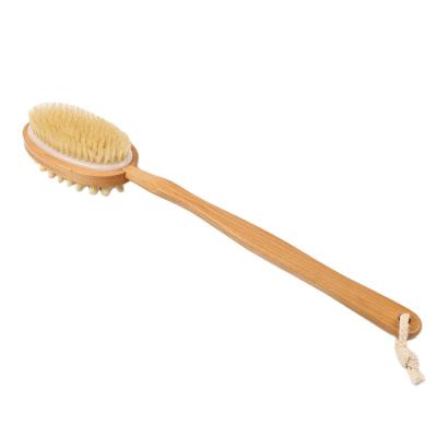 China All Natural Factory Wholesale 100% Natural Bristle Brush Wooden Handle Long Shower Bath Dry Brush for sale