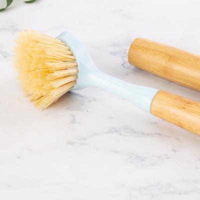 China Long Handle Eco-Friendly Wooden Bamboo Coconut Fiber Stiffens Dishwashing Brush Kitchen Cleaning Brush for sale