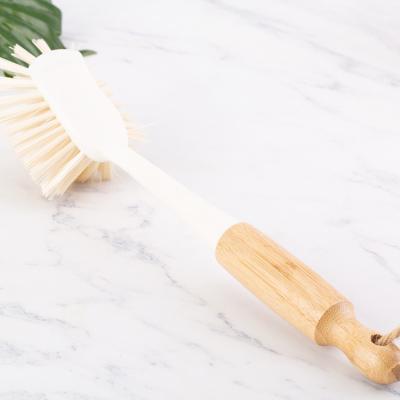 China Long Handle Fiber Brush Kitchen Dishwashing Sustainable Bamboo Brush Pot Washable Cleaning Brush for sale