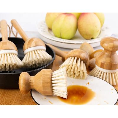 China Eco-friendly Sustainable All Natural Fiber Dish Kitchen Cleaning Brush Wooden Bottle Pot Bottle Sisal Brush for sale