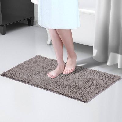 China Durable Non-slip Machine Washable Chenille Bathroom Cover Pad Mat Shower Microfiber Bath Mat For Tub for sale