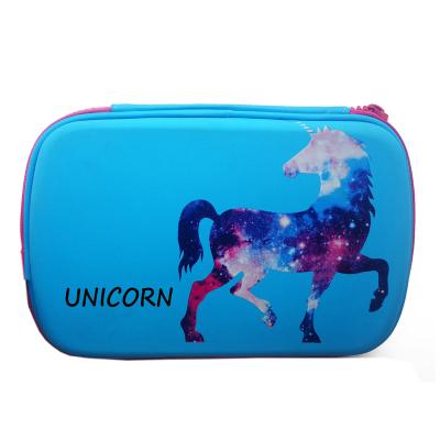 China Durable Blue Color Custom Brands EVA Material PU Unicorn Pencil Case Leather for sale