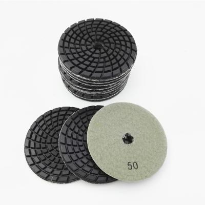 China Eco-friendly Wet Resin Bond 250mm Grit 50 Flexible Concrete Diamond 1inch 4 Inch 100mm Polishing Pad for sale