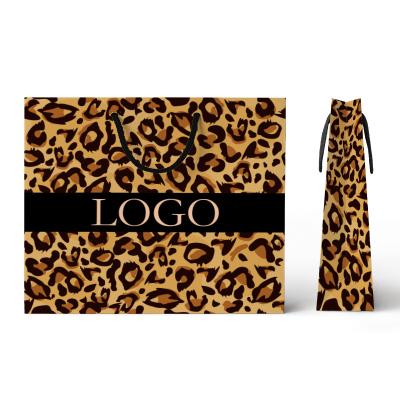 China Handmade Design Leopard Print Animal Paper Bags With Logo Recycled Paper Bags Packaging Custom Made for sale