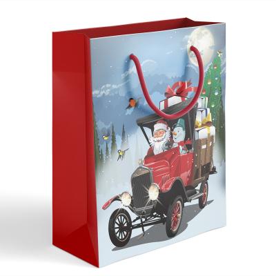 China High Quality Handmade 210gsm White Christmas Card Paper Bags Vending Gift Paper Bags With Handles For Present for sale