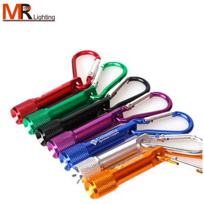 China Mini 1 LED ABS Flashlight Carabiner Torch Clip Key Chain Camping Lamp Increasing Hook Key Chain Flash Light for sale