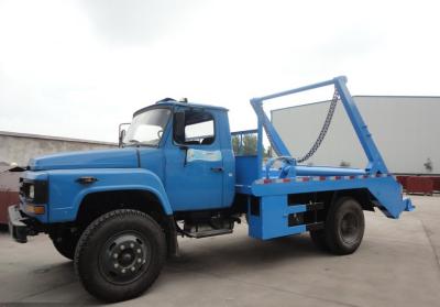 China Dongfeng 140 long nose 6cbm swing arm garbage carrier,  best price yuchai 140hp skid loader garbage truck for sale for sale